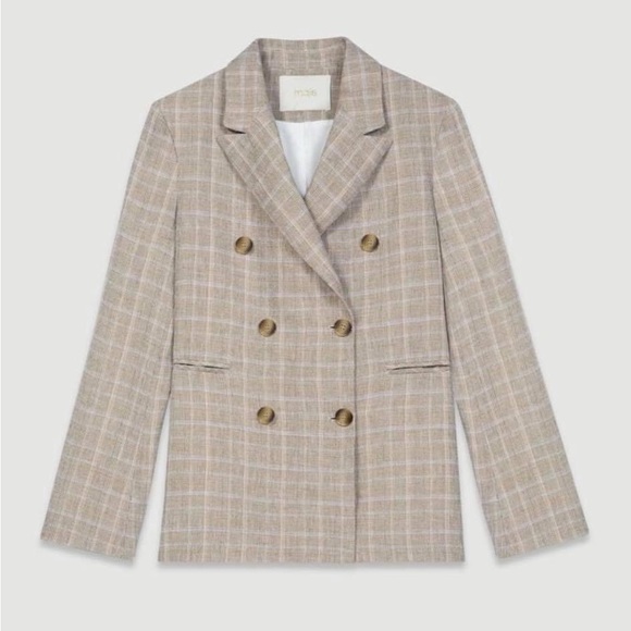 New MAJE PARIS Checked Linen Jacket in Size 6/M/38 - Picture 11 of 11